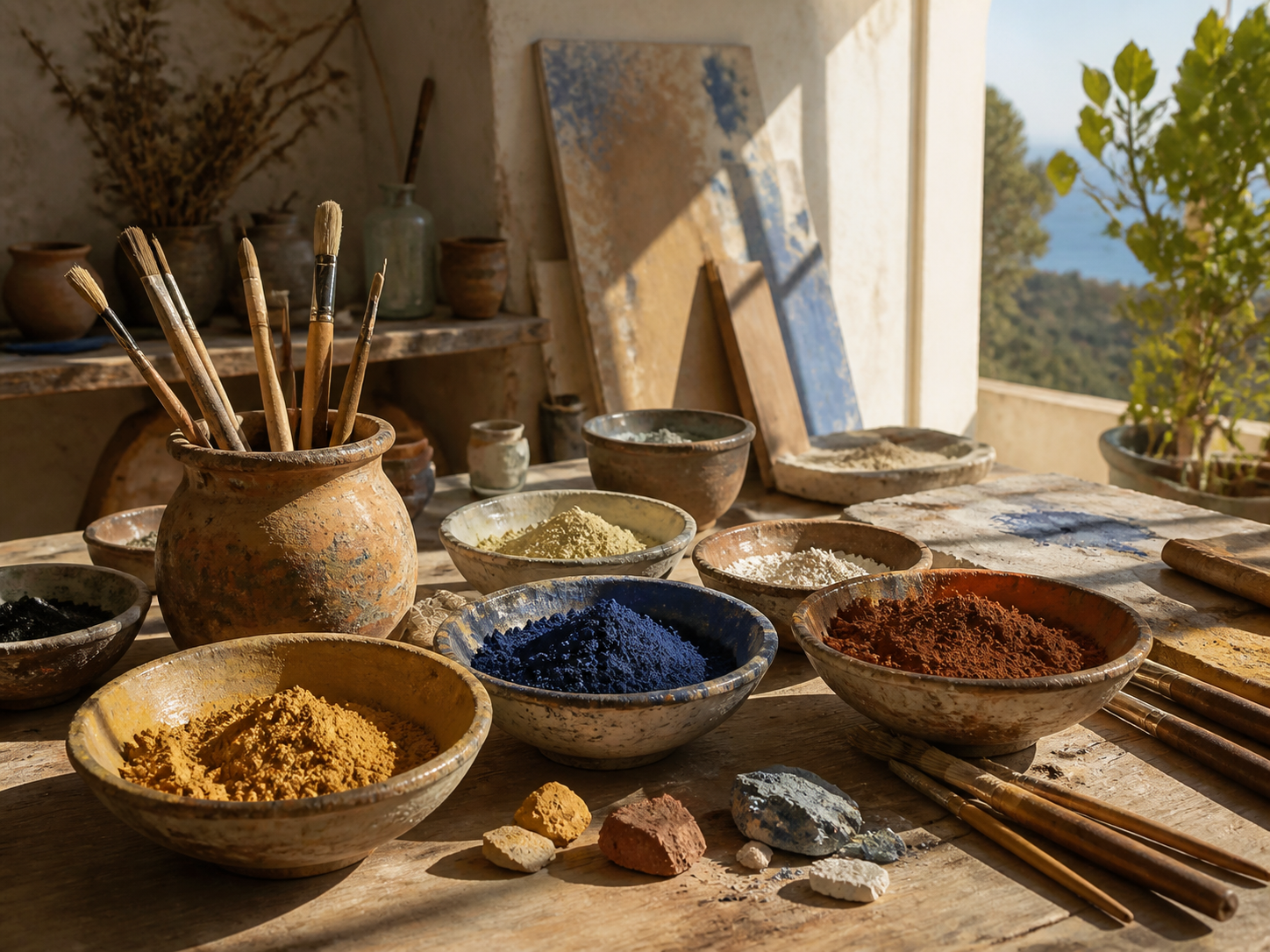 Bols d'ocres et de pigments naturels