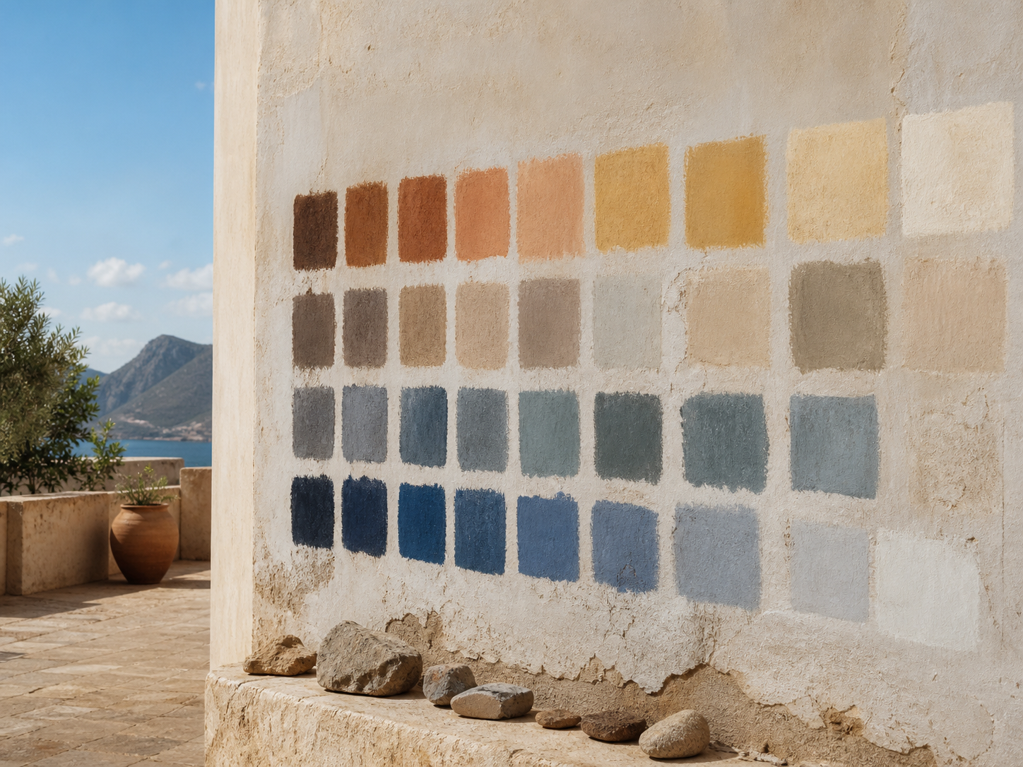 Échantillons de pigments exposés au soleil